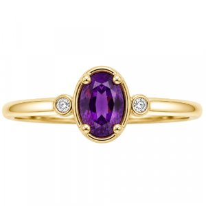 Gen. Amethyst 6x4mm & .04tcw Diamond Ring 10KT