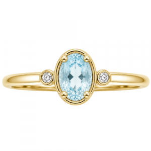 Gen. Aquamarine 6x4mm & .04tcw Diamonds Ring 10KT