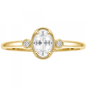 Gen. White Topaz 6x4mm & .04tcw Diamond Ring 10KT