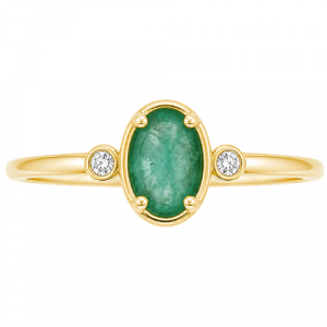 Gen. Emerald 6x4mm & .04tcw Diamond Ring 10KT