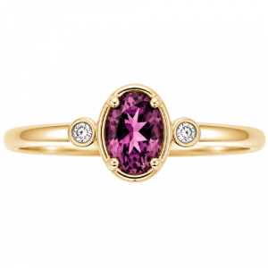Gen. Pink Tourmaline 6x4mm & .04tcw Diamond Ring 10KT