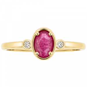 Gen. Ruby 6x4mm & .04tcw Diamond Ring 10KT