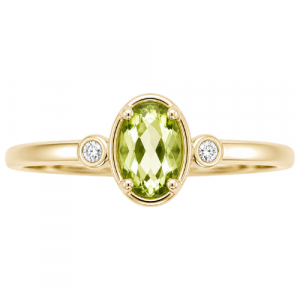 Gen. Peridot 6x4mm & .04tcw Diamond Ring 10KT