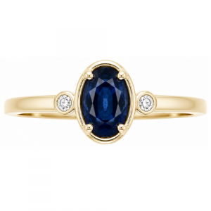 Gen. Sapphire 6x4mm & .04tcw Diamond Ring 10KT