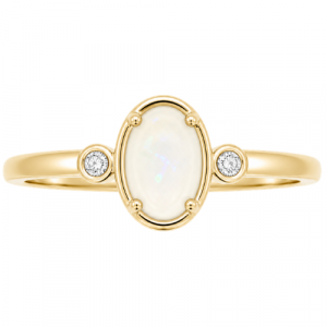 Gen. Opal 6x4mm & .04tcw Diamond Ring 10KT