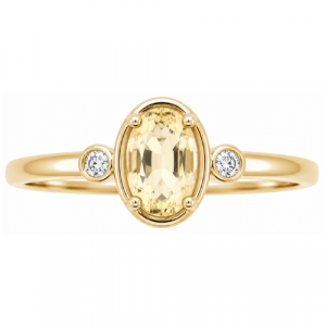 Gen. Citrine 6x4mm & .04tcw Diamond Ring 10KT