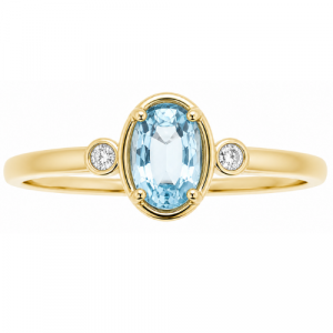 Gen. Blue Topaz 6x4mm & .04tcw Diamond Ring 10KT