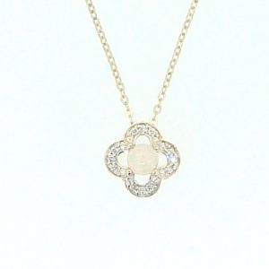Gen. Opal 4mm & .06tcw Diamonds Ladies Clover Pendant with 18" Chain 10KT