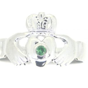 Genuine Tsavorite Gents Claddagh Ring 10KT WG  *CLEARANCE-FINAL SALE*