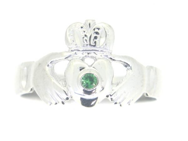Genuine Tsavorite Gents Claddagh Ring 10KT WG  *CLEARANCE-FINAL SALE*