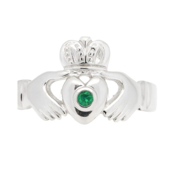 Genuine Tsavorite Gents Claddagh Ring 10KT WG  *CLEARANCE-FINAL SALE*