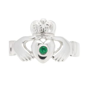 Genuine Tsavorite Claddagh Ring 10KT WG    *CLEARANCE-FINAL SALE*