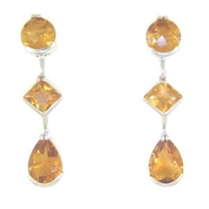 Genuine Citrine Multi Shape Dangle Earrings 14KT WG   *CLEARANCE-FINAL SALE*