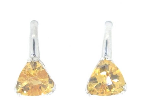 Genuine Citrine Trillion Cut Earrings 14KT WG    **CLEARANCE-FINAL SALE**