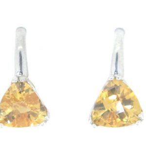 Genuine Citrine Trillion Cut Earrings 14KT WG    **CLEARANCE-FINAL SALE**