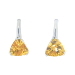 Genuine Citrine Trillion Cut Earrings 14KT WG    *CLEARANCE-FINAL SALE*