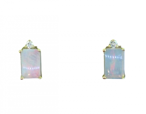 Genuine Opal .70TCW/2 & Diamond Stud Earrings 14KT   **CLEARANCE-FINAL SALE**