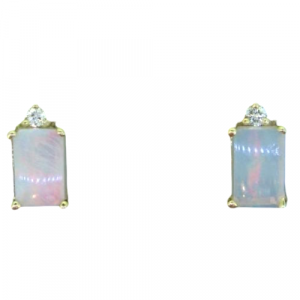 Genuine Opal .70TCW/2 & Diamond Stud Earrings 14KT   **CLEARANCE-FINAL SALE**