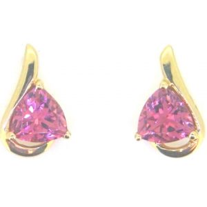 Genuine Pink Tourmaline Trillion 1.6TCW/2 Stud Earrings 14KT     **CLEARANCE-FINAL SALE**