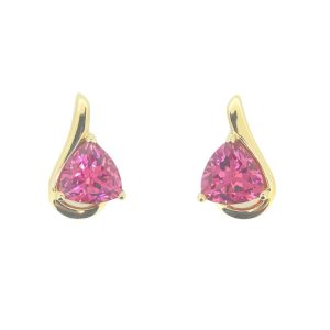 Genuine Pink Tourmaline Trillion 1.6TCW/2 Stud Earrings 14KT   *CLEARANCE-FINAL SALE*