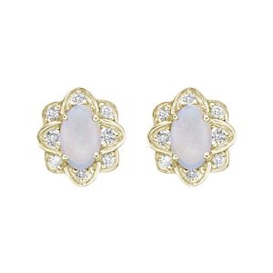 Genuine Opal 5x3 & .08TCW Diamond Stud Earrings 10KT    *FINAL SALE*