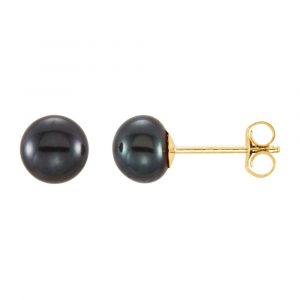 5MM Black Coloured Cultured Fresh Water Pearl Stud Earrings 14KT      *FINAL SALE*