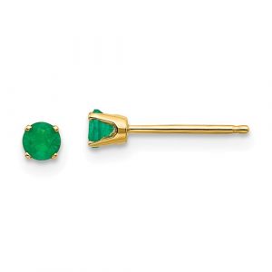 Genuine Emerald 3MM Stud Earrings 14KT *Final Sale*