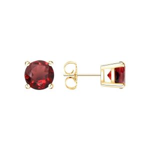 Genuine Garnet 5MM Round Stud Earrings 14KT *FINAL SALE*