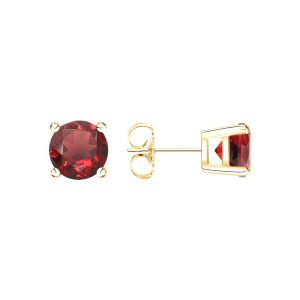 Genuine Garnet 5MM Round Stud Earrings 14KT  *FINAL SALE*