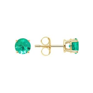 Genuine Emerald 5MM Round Stud Earrings 14KT *FINAL SALE*