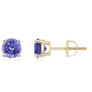 Genuine Tanzanite 5MM Round Stud Earrings 14KT  *FINAL SALE*
