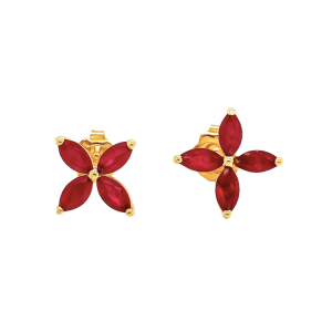 Genuine Ruby Marquise Stud Earring 14KT **FINAL SALE