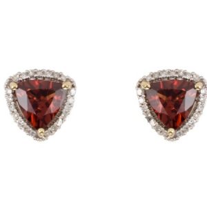 Gen. Garnet Triangle 7MM & 0.12TCW Diamond Stud Earrings 10KT    *FINAL SALE*