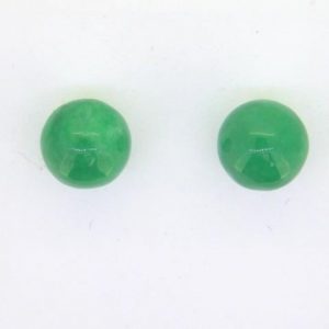 Genuine Jade Enhanced Ball Stud Earrings 14KT/7MM   **Colour & Quality Enhanced**    *FINAL SALE*