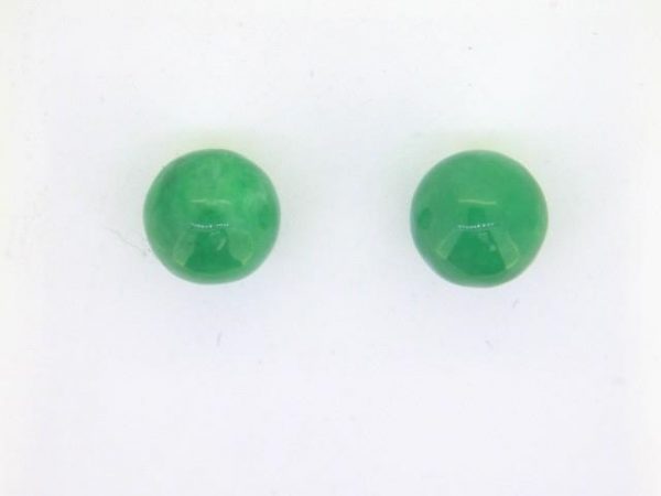 Genuine Jade Enhanced Ball Stud Earrings 14KT/7MM   **Colour & Quality Enhanced**    *FINAL SALE*