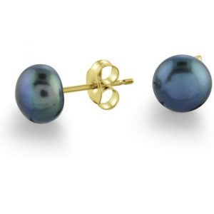 6-6.5MM Black Fresh Water Pearl Stud Earrings 10KT   *FINAL SALE*