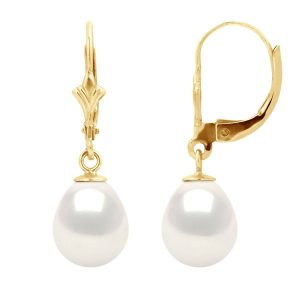 7-8MM Fresh Water Pearl Lever Back Dangle Earrings 10KT  *FINAL SALE*