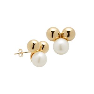 5-5.5MM Fresh Water Pearl wiith 5mm Balls Stud Earrings 10KT   *FINAL SALE*