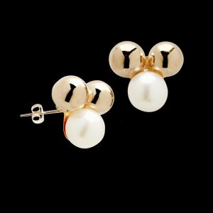 5-5.5MM Fresh Water Pearl wiith 5mm Balls Stud Earrings 10KT   *FINAL SALE*