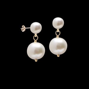 5-8MM Fresh Water Pearl Double Drop Stud Earrings 10KT   *FINAL SALE*