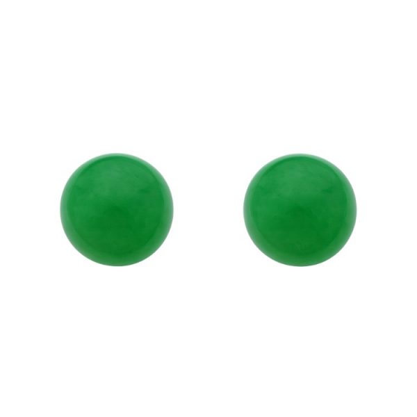Genuine Jade Enhanced Ball Stud Earrings 14KT/8MM   **Colour & Quality Enhanced**    *FINAL SALE*