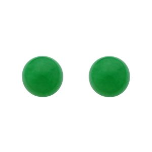 Genuine Jade Enhanced Ball Stud Earrings 14KT/8MM   **Colour & Quality Enhanced**    *FINAL SALE*