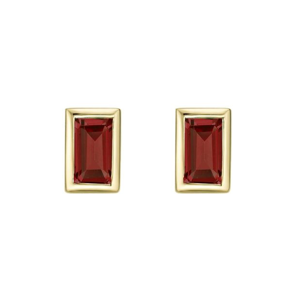 Genuine Garnett 4x2 Baguette Bezel Studs 10KT  *FINAL SALE*