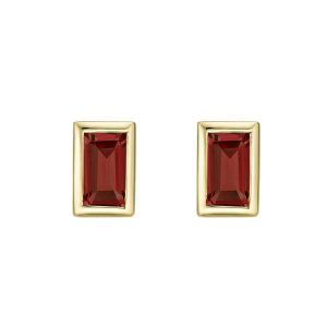 Genuine Garnett 4x2 Baguette Bezel Studs 10KT  *FINAL SALE*