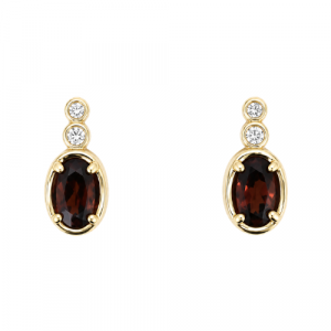 Gen. Garnet 5x3mm & .04tcw Diamond Stud Earrings 10KT   *FINAL SALE*