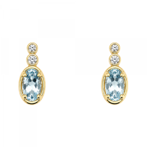 Gen. Aquamarine 5x3mm & .04tcw Diamond Stud Earrings 10KT   *FINAL SALE*