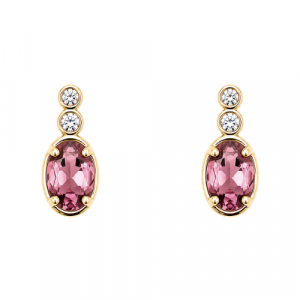 Gen. Pink Tourmaline 5x3mm & .04tcw Diamond Stud Earrings 10KT   *FINAL SALE*