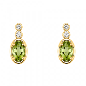 Gen. Peridot 5x3mm & .04tcw Diamond Stud Earrings 10KT   *FINAL SALE*