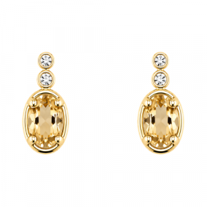 Gen. Citrine 5x3mm & .04tcw Diamond Stud Earrings 10KT   *FINAL SALE*