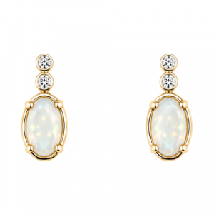 Gen. Opal 5x3mm & .04tcw Diamond Stud Earrings 10KT   *FINAL SALE*